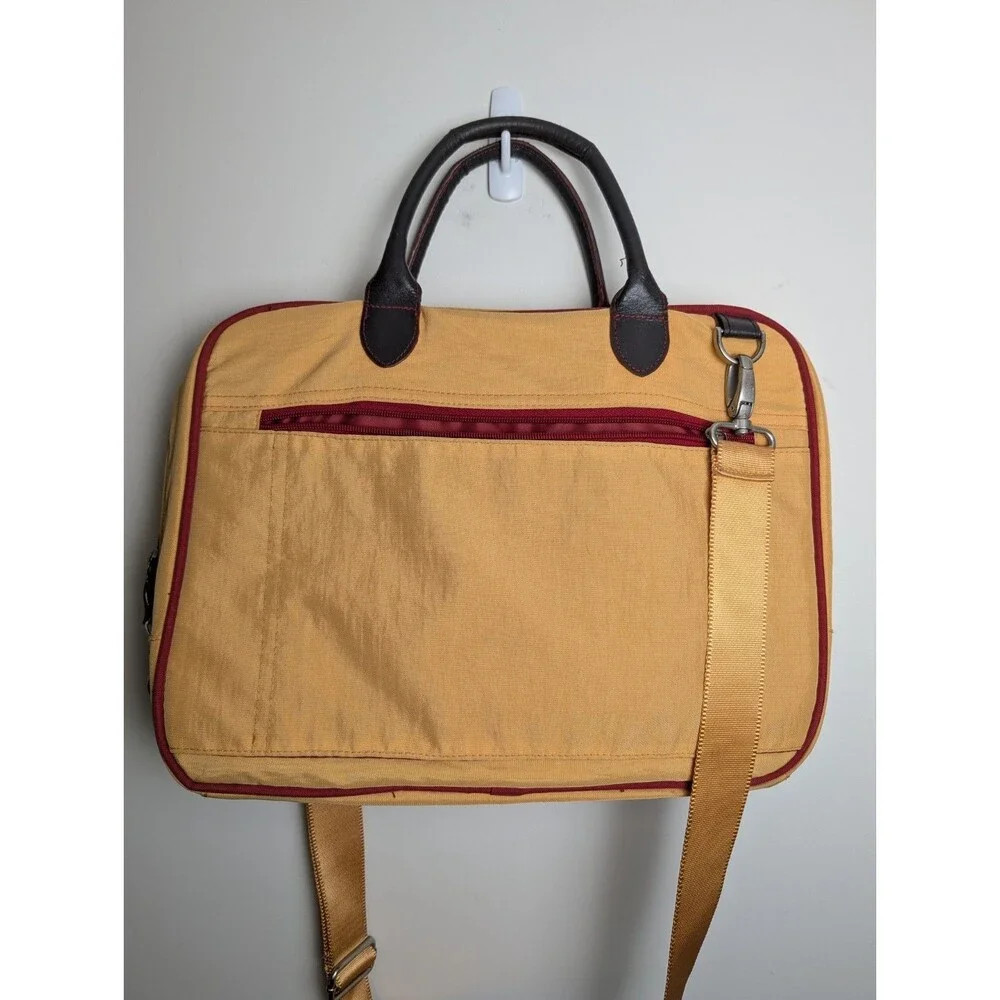 Baggallini Nylon Yellow Laptop Briefcase Messsenger Bag Pockets With ID Wallet